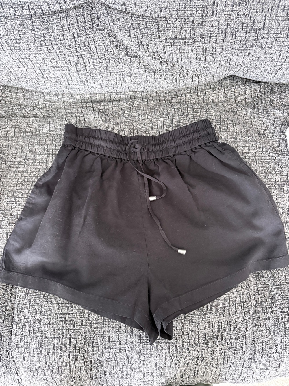 High-Waist Black Women’s Shorts with Drawstring.